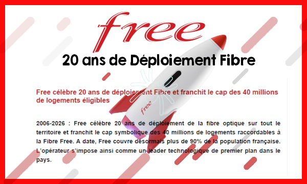 De pionnier à leader : 20 ans de fibre pour @Free. Free est l’opérateur n°1 en termes de taux de pénétration de la Fibre sur son parc : plus de 86% des abonnés Fixe  <a href="/Freebox/">Assistance Freebox</a> bénéficient de la fibre. 👍🥰

CP De presse <a href="/GroupeIliad/">Groupe iliad</a> 

iliad.fr/media/CP_27012…