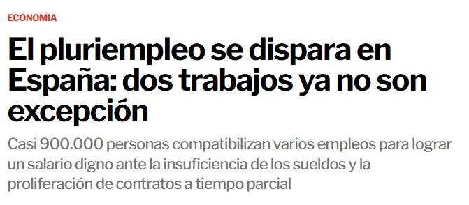 AlombiS's tweet photo. 22,4 millones de contratos, no de personas trabajando

También hay récord de pluriempleo, es decir, gente a la que no le llega con su sueldo y busca otro trabajo (2 o más contratos) https://t.co/WSj87VieTg