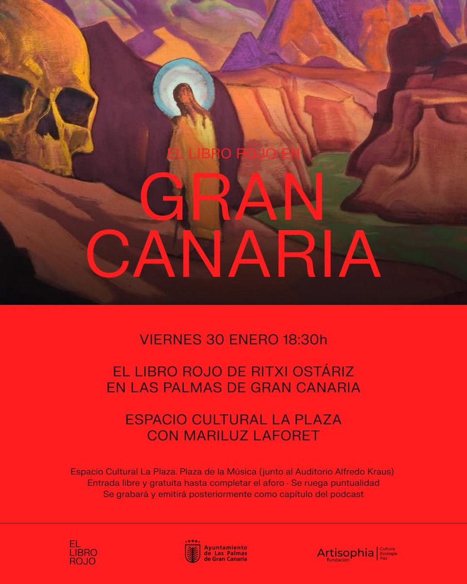 Un honor recibir en #GranCanaria a #RitxiOstáriz y su podcast “#ElLibroRojor”. Grabación en directo con #MariluzLaforet
Espacio cultural La Plaza (#AuditorioAKraus)
Vie 30 · 18:30
Entrada libre hasta completar aforo
#Artisophia #laspalmas #LPGC #podcast

facebook.com/share/p/1DKCuk…