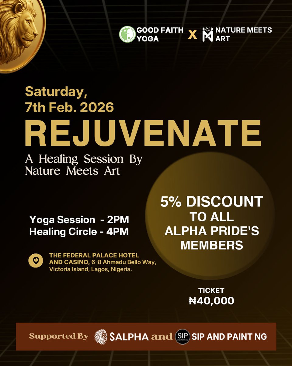 As part of our partnership with Nature Meets Art, AlphaPride members enjoy an exclusive 5% discount on tickets.

And for one discerning member, a FREE ticket awaits.

To be considered:
- Be an AlphaPride member on Telegram

- follow us across all platforms tr.ee/yl81ge