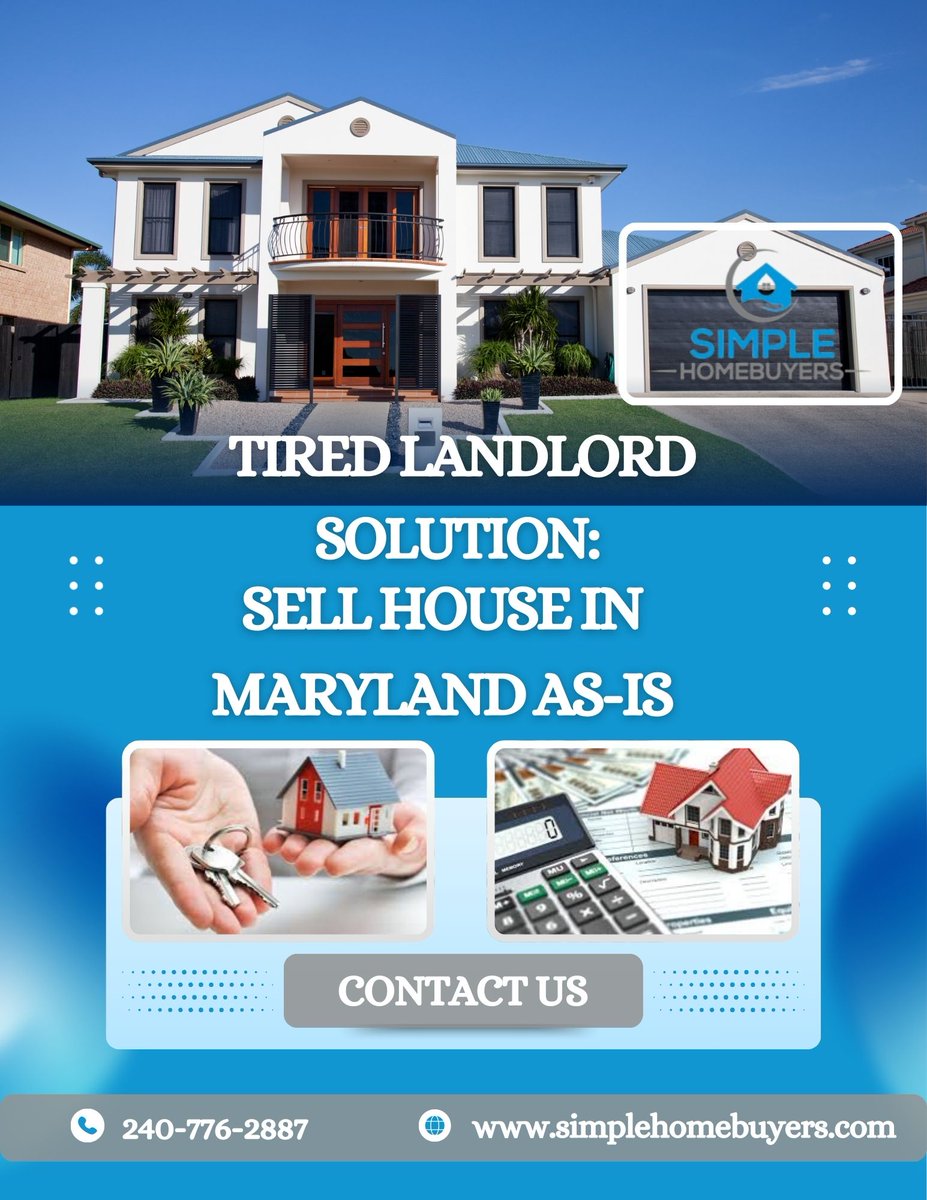 🏠 Tired Landlord Solution: Sell House Maryland As-Is
 If you’re a tired landlord in Maryland, there’s an easier way out. Sell your house as-is—no repairs, no cleanouts, and no waiting
 📲 DM us or tap the link in bio to get started.
simplehomebuyers.com/sell-your-hous…