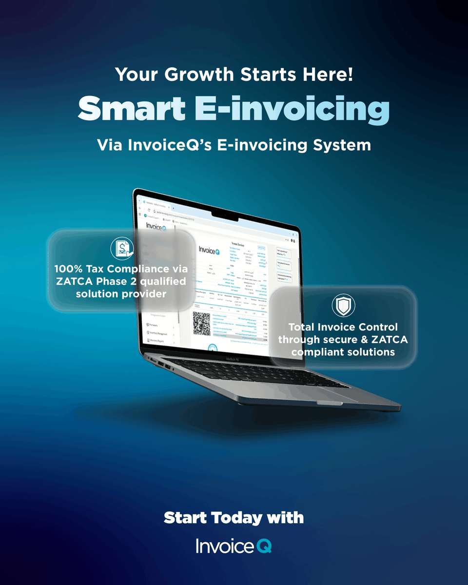 InvoiceQsystem's tweet image. One Step Can Changes Your Business!
Simplify your E-invoicing with InvoiceQ’s system to send and receive invoices.

Start today &amp;amp; book a free demo!
KSA: invoiceq.com
Jordan: jo.invoiceq.com

#Invoices #Invoiceq #einvoicing #einvoicing_system #zatca #phase2