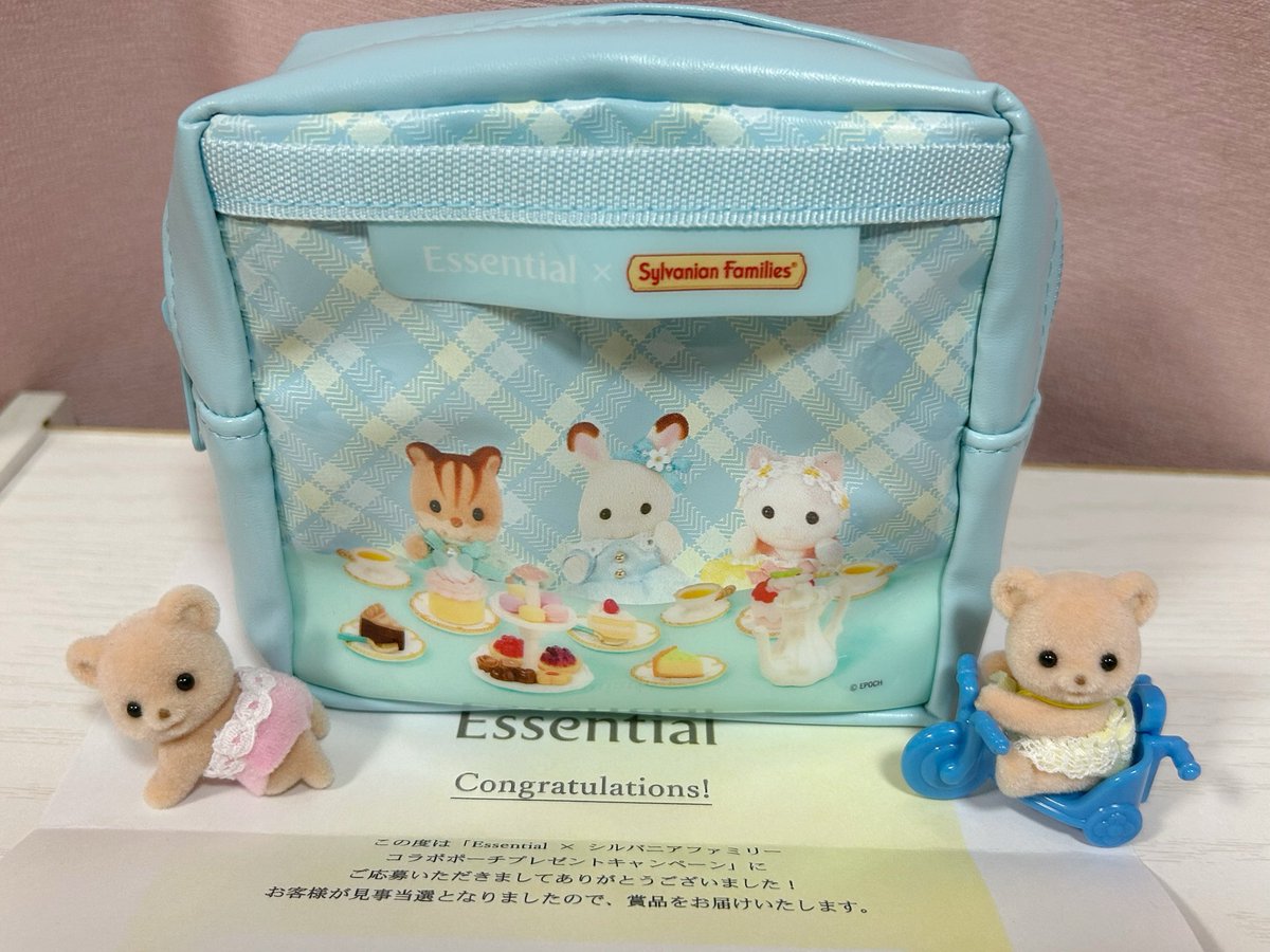 gt9eYWYTPJ56217's tweet image. な…ななんと！！この度Essential×シルバニアファミリーコラボポーチ当選しました✨️
めちゃ嬉しい٩(๑&amp;gt;▽&amp;lt;๑)۶
可愛すぎです🐰🐿🐱💖
ありがとうございます🥹
シルバニア持ち歩くときに使おうかなꉂ🤭

#Essential 
#シルバニアファミリー