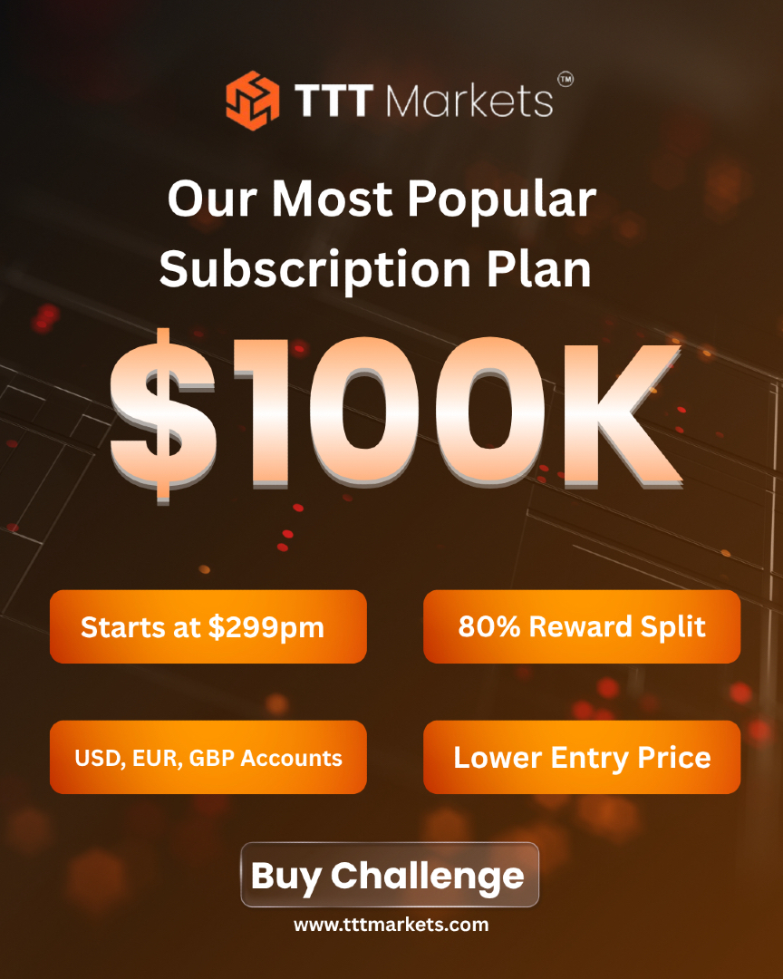 🚀 Our Most Popular Subscription Plan is LIVE

Trade with confidence on a $100K account and keep 80% of your rewards.

🔥 Starts at just $299 per month
💱 Trade in USD, EUR, or GBP
📉 Lower entry price, bigger opportunity

👉 Buy the challenge today
🌐 tttmarkets.com