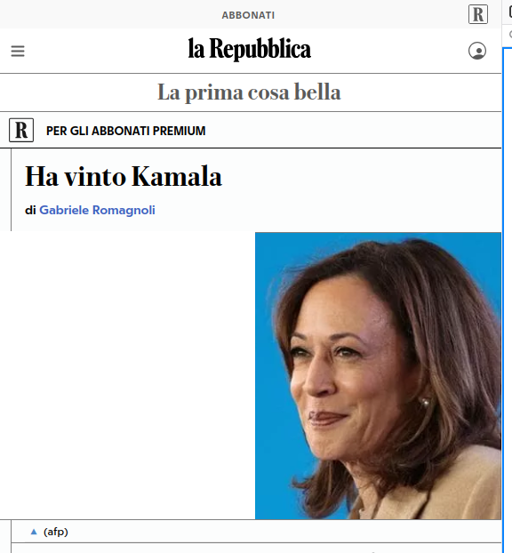 <a href="/lucatelese/">Luca Telese</a> In effetti ero un pò preoccupato ... c'è bisogno che i giornali ci dicano : " Ha vinto  il NO " ... allo stesso modo in cui ci dicevano :  " Ha vinto Kamala " ...