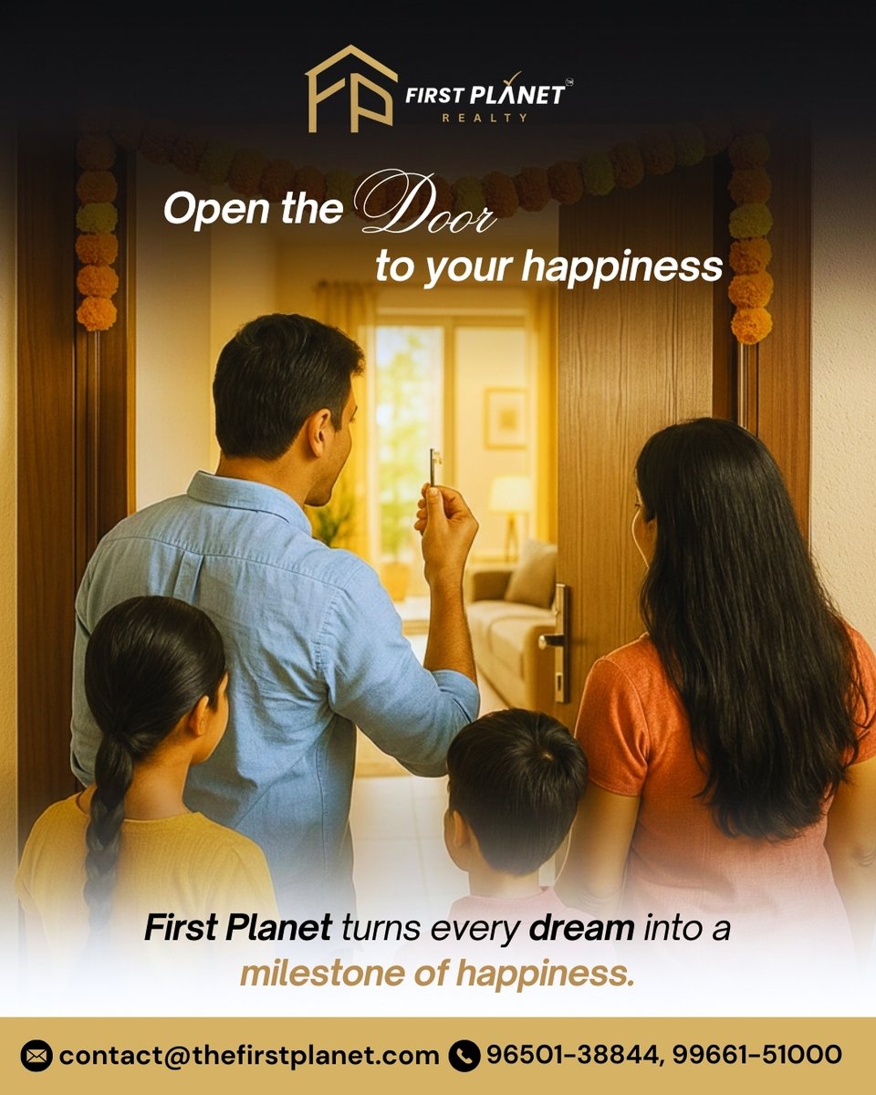 FirstPlane39869's tweet image. That moment when a house becomes home 🏡❤️
Open the door to happiness with First Planet Realty — where your family’s dreams finally come true.
📞 Call now: 96501-38844 | 99661-51000

#OpenTheDoorToHappiness #FirstPlanetRealty #DreamHomeUnlocked #HappyFamily #HomeBuyingJourney