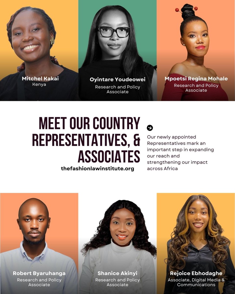 Expanding our reach and strengthening our impact across Africa, our newly appointed country representatives and associates are advancing Fashion Law in Africa through research and strategic engagements.

instagram.com/p/DUAbheJiPzx/…

#fashionlawinstuteafrica