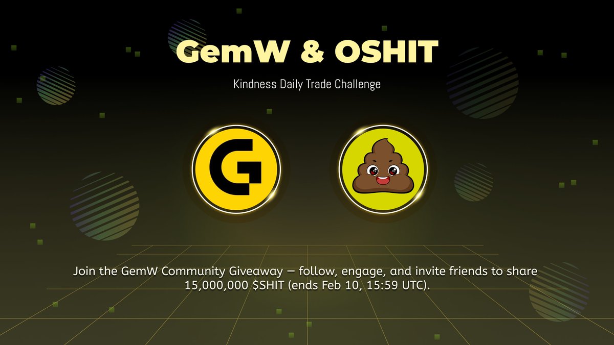 Guess what happens when OSHIT and CoinW(GemW) collide?
Let OSHIT's kindness spread between you and me, join this small yet impactful event! 💛💩

How to play:

1️⃣ Follow <a href="/oshitio/">SHIT</a> and <a href="/GemWOfficial/">GemW</a> 
2️⃣ RT + tag 2 friends
3️⃣ Drop your thoughts in the comments: tell us how you’d