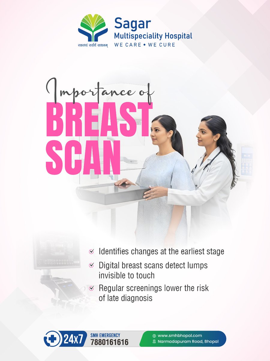 smhbhopal's tweet image. A breast scan can detect changes that aren’t visible or felt.

Timely screening is a simple step toward long-term health.

#mammogram #mamography #breastscan #breastcancer #SMH