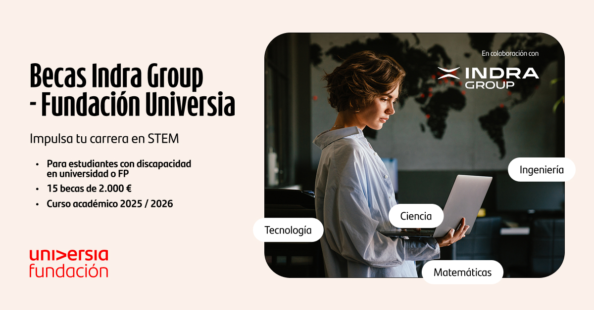 IndraCompany's tweet photo. 🚨 ¡Ya puedes solicitar las Becas Indra Group I @FUniversia !
🎓 15 becas de 2.000 € para estudiantes con discapacidad que estén cursando estudios universitarios o FP STEM
💥 ¡Impulsa tu futuro!
🔗https://t.co/UFs2guhQbE
#TalentoSTEM #FundaciónUniversia #Discapacidad https://t.co/ybV5ItXBh8