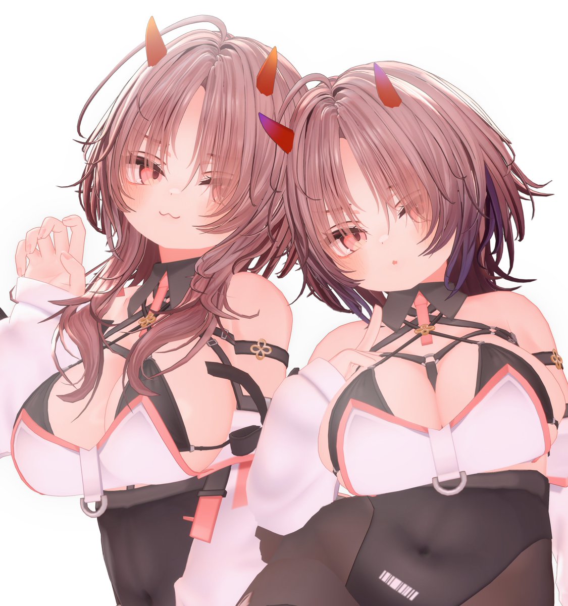 koro_koron__'s tweet photo. 新作ヘア「まじ鬼ウルフ」 発売開始しました！  

角付きのウルフヘアです👹

当ポストをRP＆フォローしていただいた方の中から、抽選で３名様にプレゼント🎁✨
また、BOOTHでスキ♡が300増えるごとに当選枠を1人追加します！

🔗https://t.co/99jrS6lv9M

応募締切：1月30日 18時まで 📅

#muu #VRChat #booth_pm