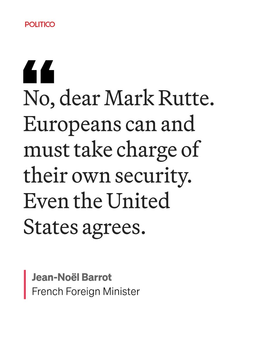 POLITICOEurope's tweet image. France has snapped back at NATO chief Mark Rutte in a feud over Europe’s defense muscle.

🔗 politico.eu/article/france…