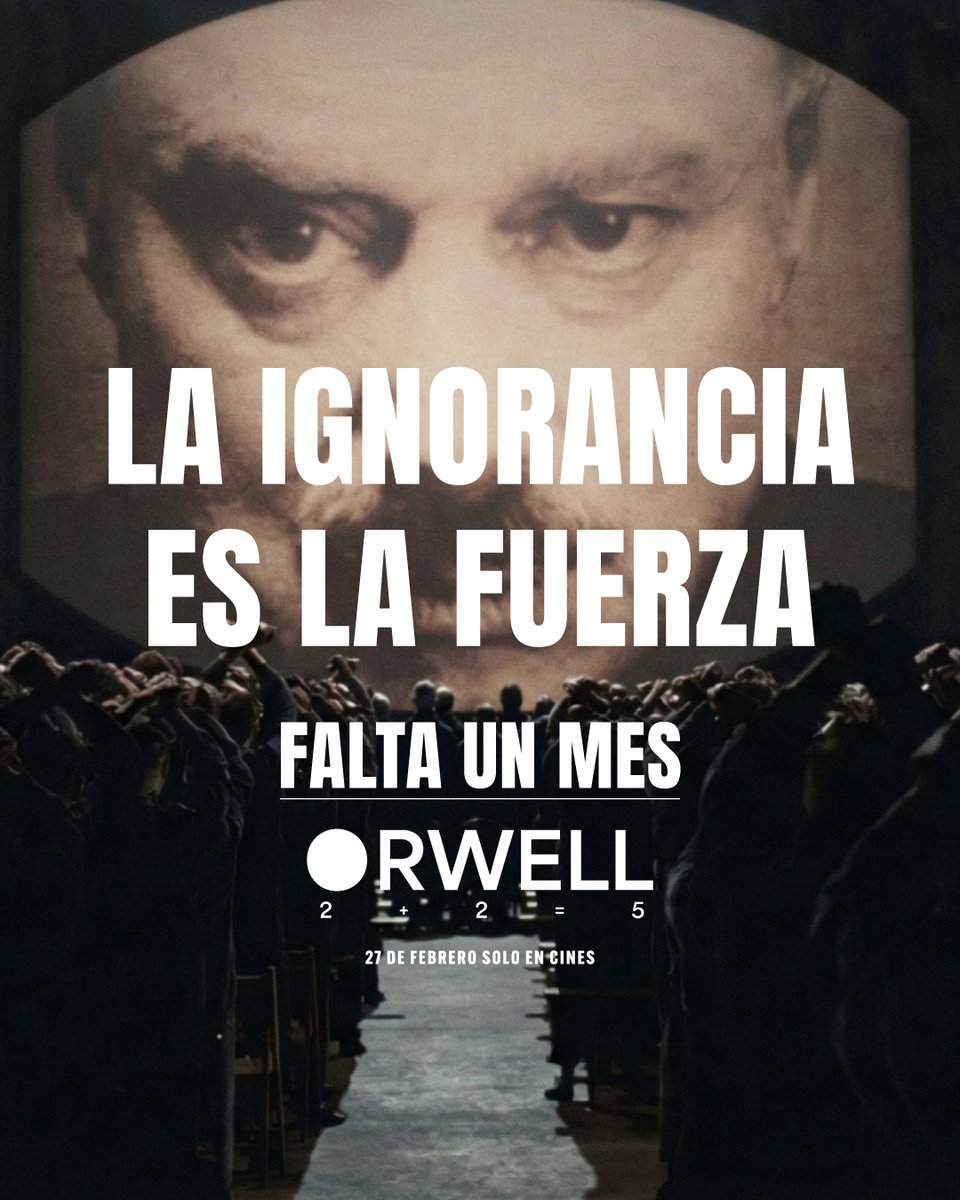 CaramelFilms's tweet image. [FALTA 1 MES] "El documental más audaz que se podría hacer ahora mismo" (Time).

👁️ #Orwell 2 + 2 = 5 habla directamente de la actualidad que domina los titulares de hoy. 27 de febrero SOLO EN CINES.

Distribuimos con @Filmin.