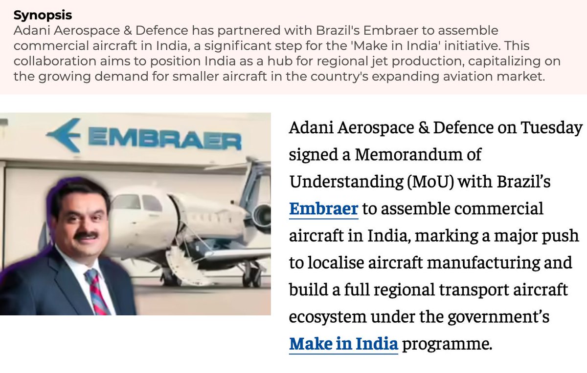 Adani Group takes another step toward strengthening India’s aviation value chain #AdaniEmbraer