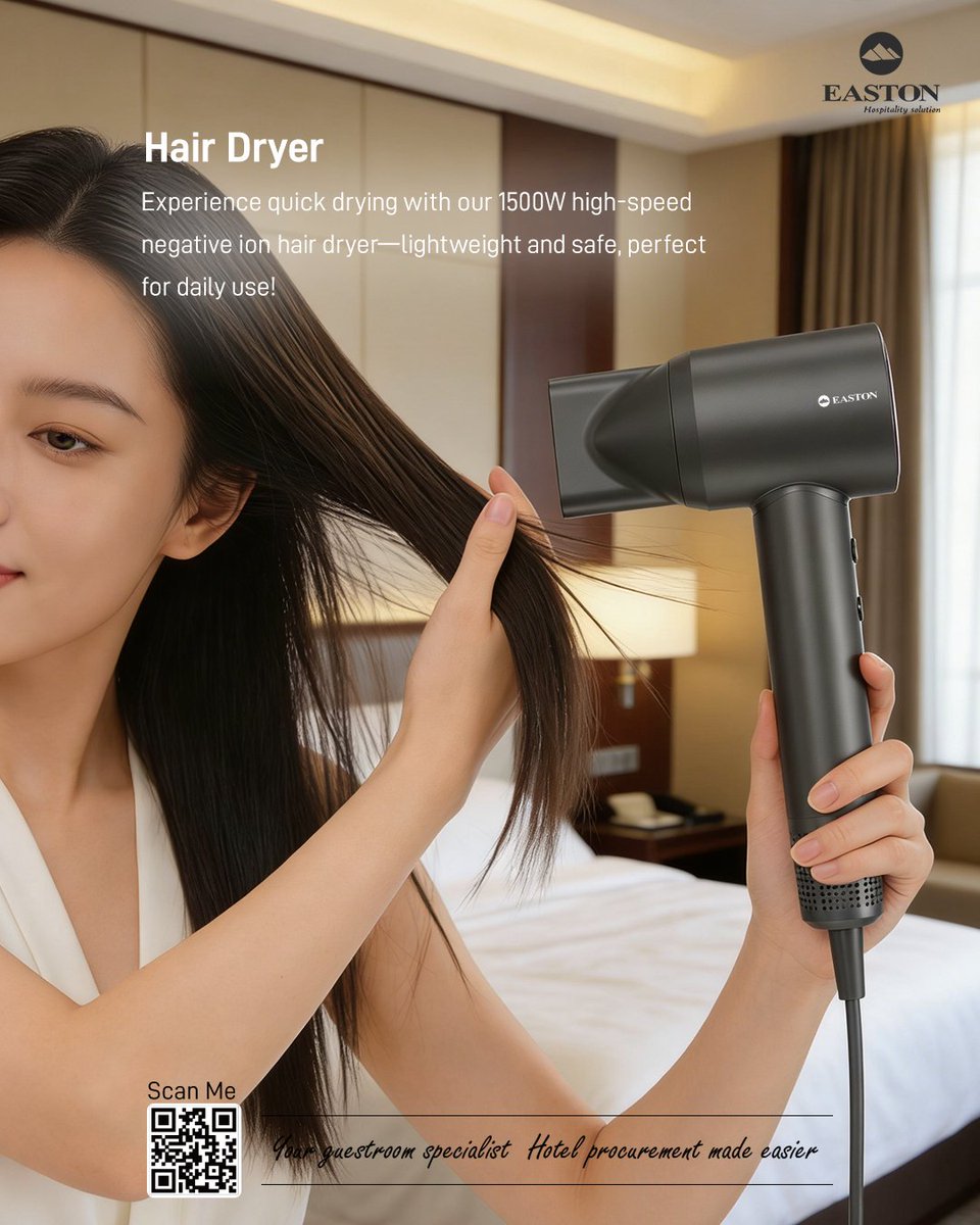 HotelE8255's tweet image. Say goodbye to long drying times! Our 1500W lightweight negative ion hair dryer offers safe, fast drying for daily use. Get yours today for smoother, shinier hair!
eastonhk.com/Kettles-Trays-…
#HairDryer #QuickDrying #HairCare #Easton