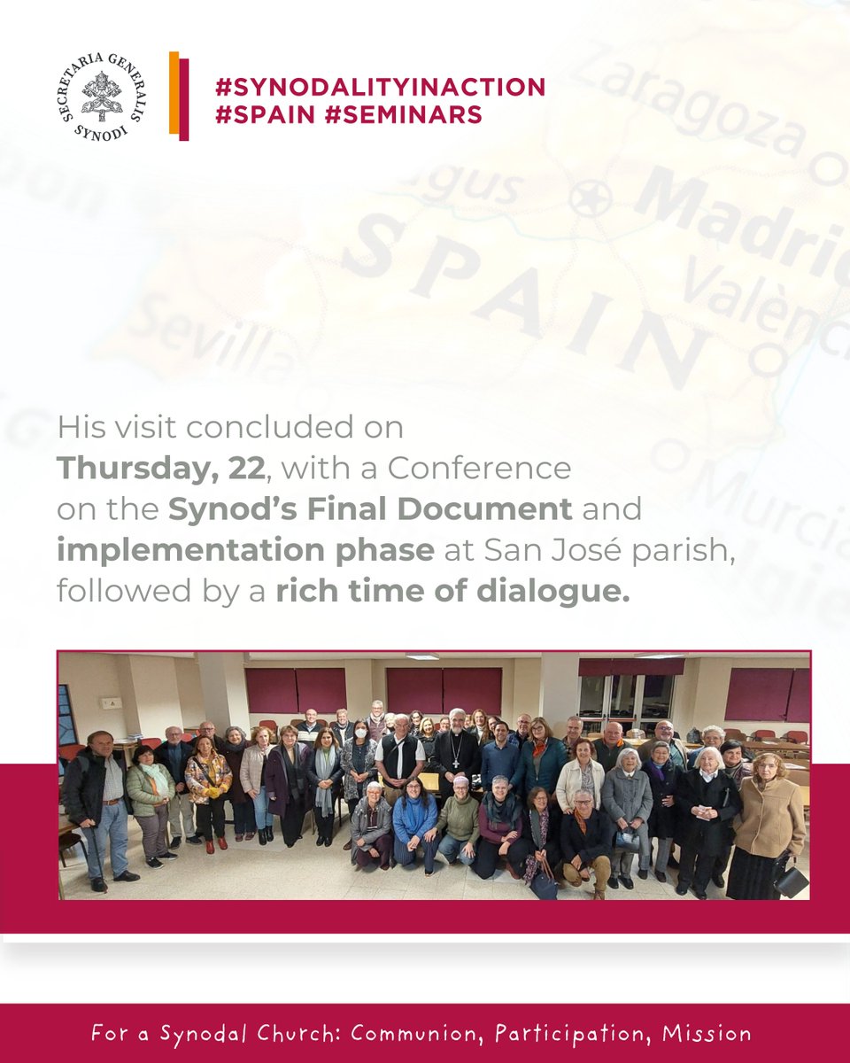 Synod_va's tweet photo. Mons. Luis Marín de San Martín visited the Diocese of Tenerife, meeting clergy to discuss “Priestly Ministry and the #SynodalProcess.” He later spoke on “The #ImplementationPhase: A Boost for Christian Life,” concluding with a conference on the Synod’s Final Document in La Palma https://t.co/RK8hfDKjwz