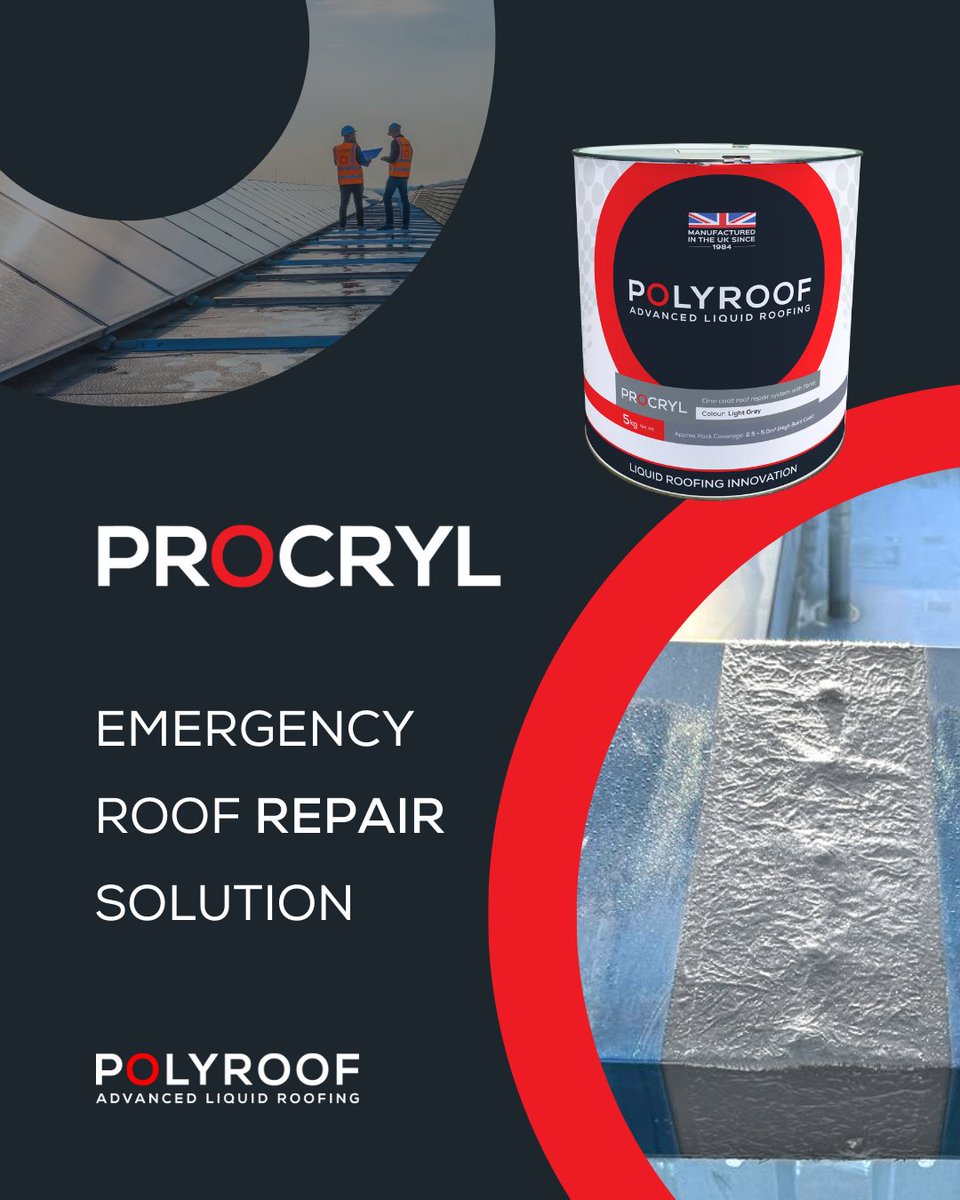 PolyroofLtd's tweet image. As Storm Chandra wreaks havoc across the UK, Polyroof Procryl provides speedy #waterproofing and is ideal for carrying out emergency repairs to #flatroofs, pitched roofs or gutters. 🏚️🌪️🌧️

Place your order today! 👇
✉️ orders@polyroof.co.uk
📞 01352 735 135

#stormchandra