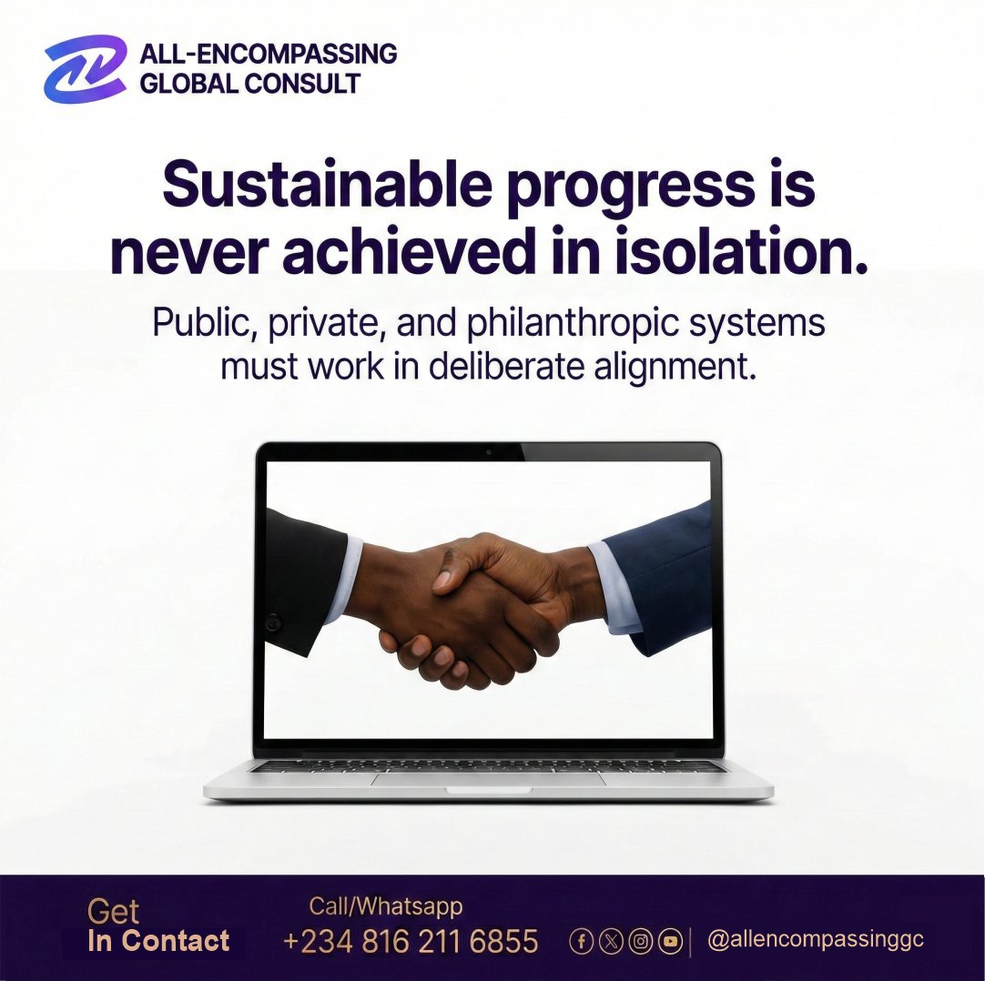 AEGC_Official's tweet photo. Sustainable progress is never achieved in isolation, it requires alignment: Public, Private, and Philanthropic Systems | AEGC

#AllEncompassingGlobalConsult
#AEGC
#SystemsAlignment
#CrossSectorCollaboration
#PublicPrivatePartnerships
#PhilanthropyForImpact
#SustainableProgress https://t.co/m8OE74IoNv