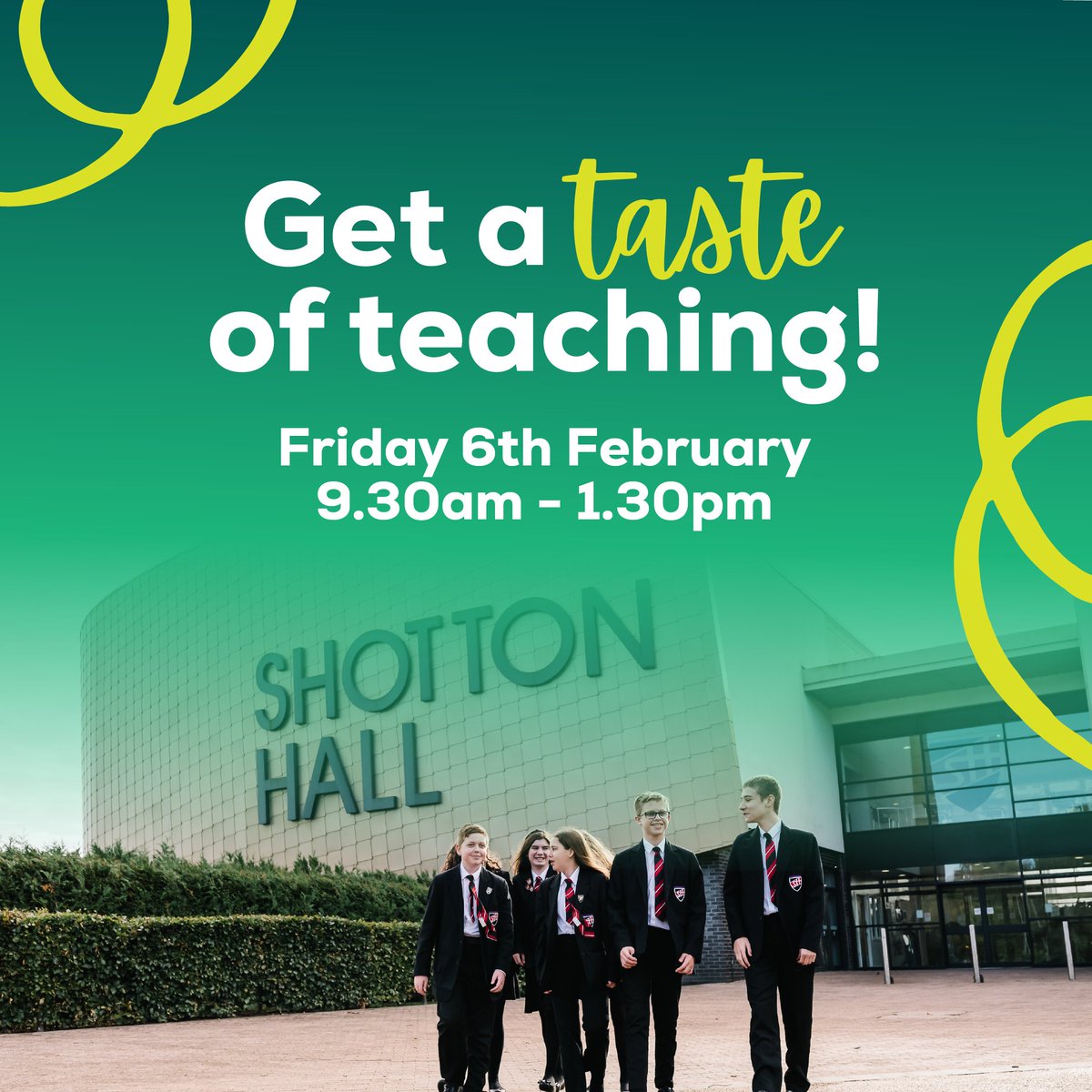 If you're exploring a career in teaching, join us for a taster session to see if teaching is for you... 🎓🍏

🗓️ Friday 6th February, 9.30am til 1.30pm
📍 The Academy at Shotton Hall, Peterlee

Book now: loom.ly/AFOfOXM