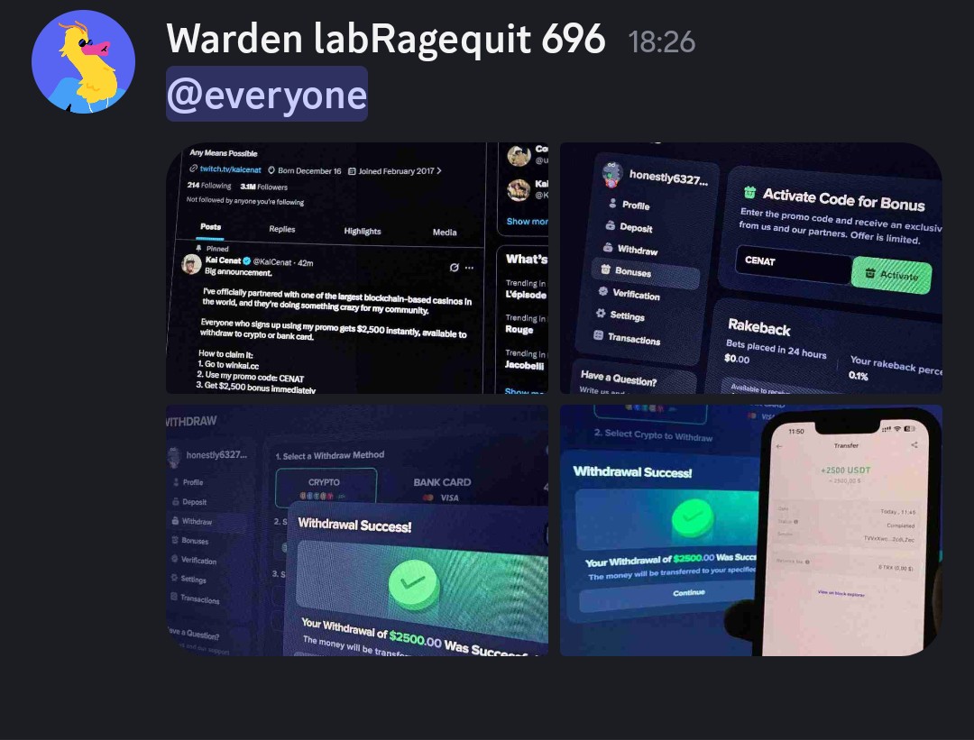 最近、Discordで他のチャンネルでeveryoneメンションして、何回も同じ画像を送るスパムが流行っているようです。  他の方も被害にあっているようなので、ご注意を。 #拡散希望