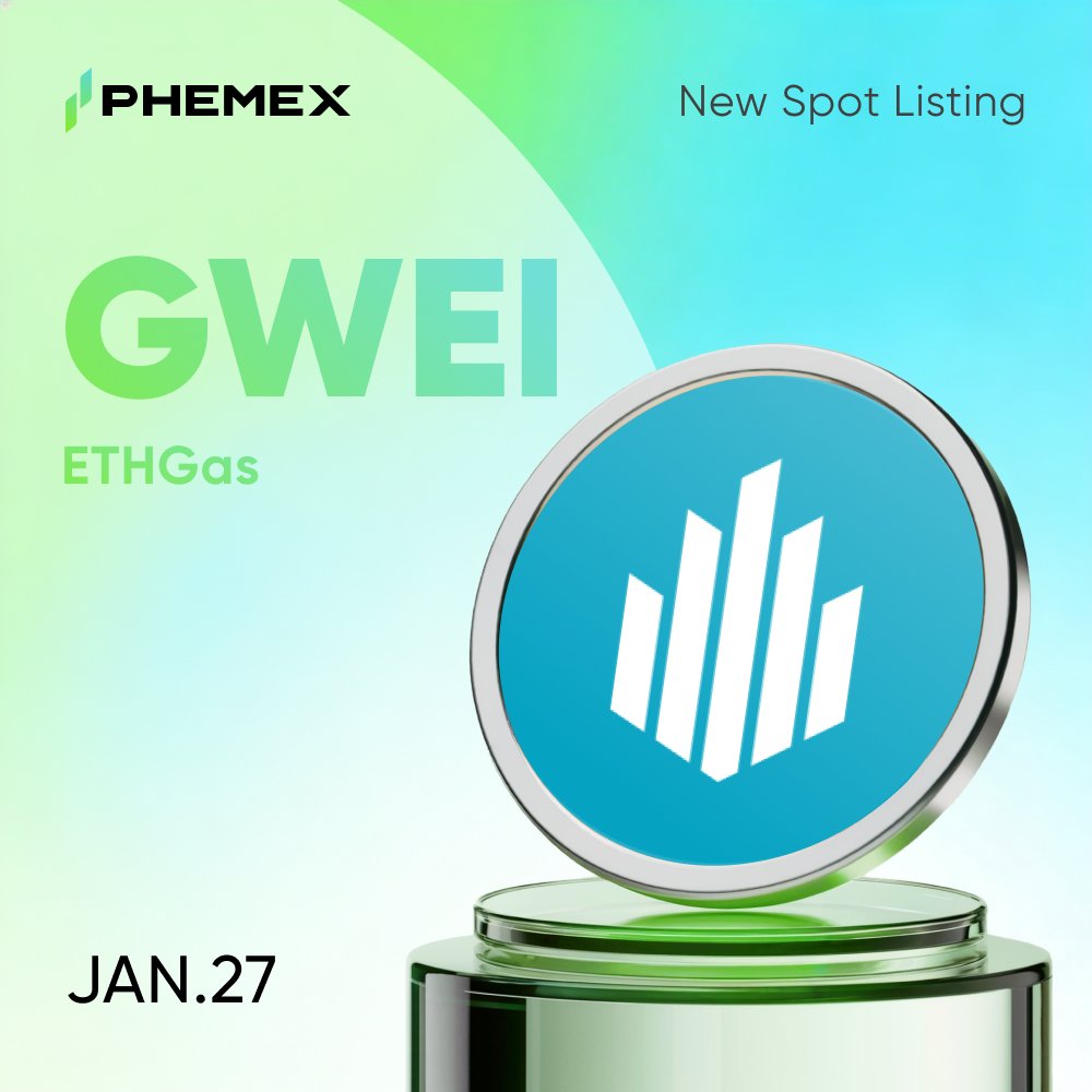 GWEI(ETH Gas) is Listed on #Phemex Spot! @ETHGasOfficial 🔹 GWEI/USDT  trading starts: https://t.co/IgtqxvLxRL 📕 ETHGas is an #Ethereum  infrastructure protocol focused on reducing transaction latency and  restructuring the allocation and pricing of