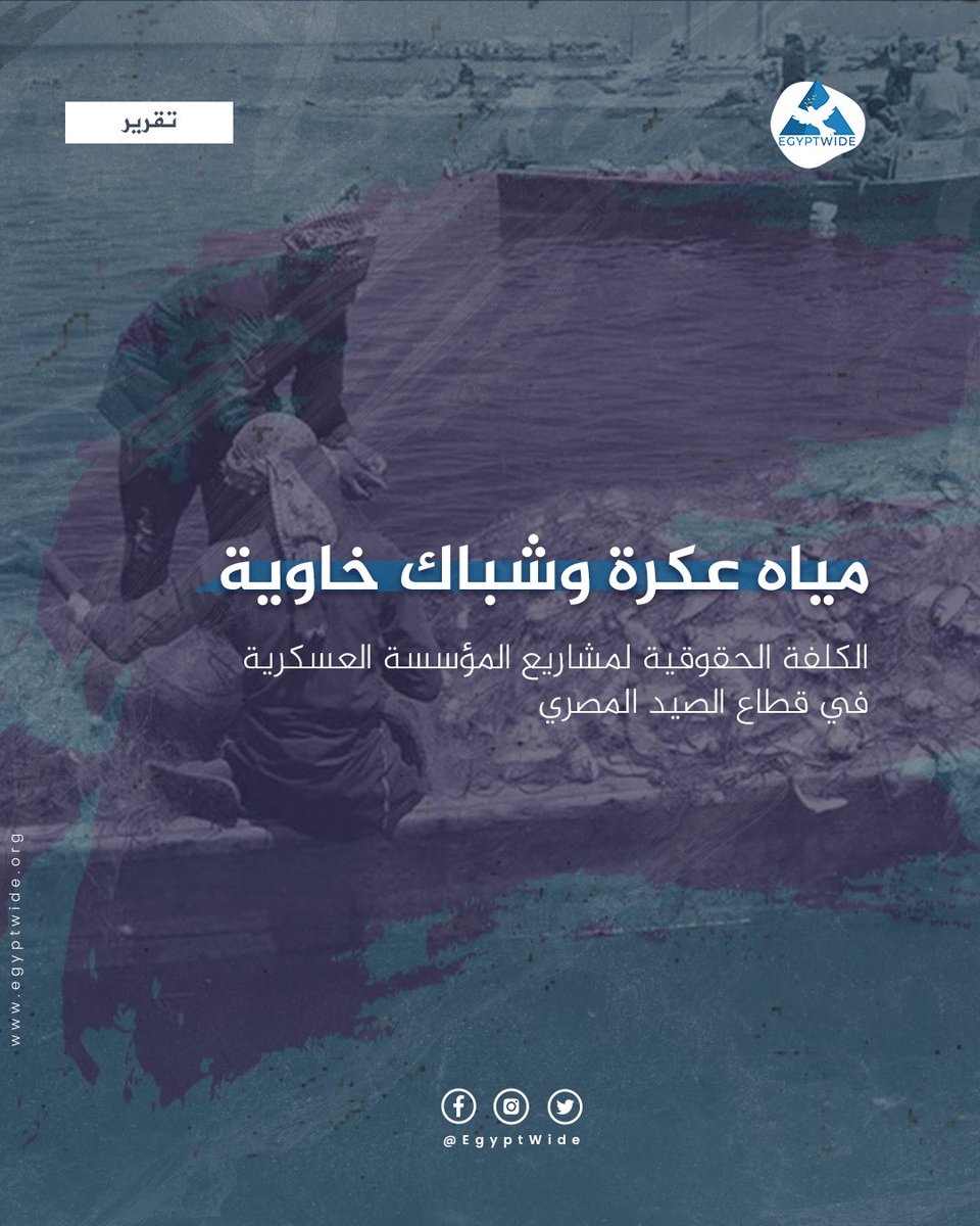 تُعلن "إيجيبت وايد لحقوق الإنسان" عن إصدار تقرير جديد بعنوان "مياه عكرة وشباك خاوية: الكلفة الحقوقية لمشاريع المؤسسة العسكرية في قطاع الصيد المصري". يوثّق التقرير كيف أدّت مشروعات الصيد والاستزراع السمكي الخاضعة لإدارة عسكرية، التي أُنشئت بين عامي 2017 و2020، إلى تدهور غير مسبوق