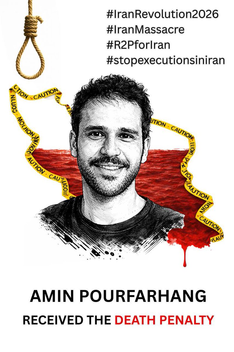 Farhadgol60's tweet photo. Amin Pourfarhang, recognized as a scientific elite, has been charged with moharebeh (waging war against God), a charge that can carry the death penalty.

He is a chemical engineering graduate of Sharif University of Technology and currently a pharmacy student at Ferdowsi University of Mashhad.

Amin was arrested during recent protests in Shirvan and now faces this severe charge and the risk of execution.

Graphic 🖼️ : @cheshodchera 

#IranianRevolution2026 #StopExecutionsInIran #AminPourfarhang