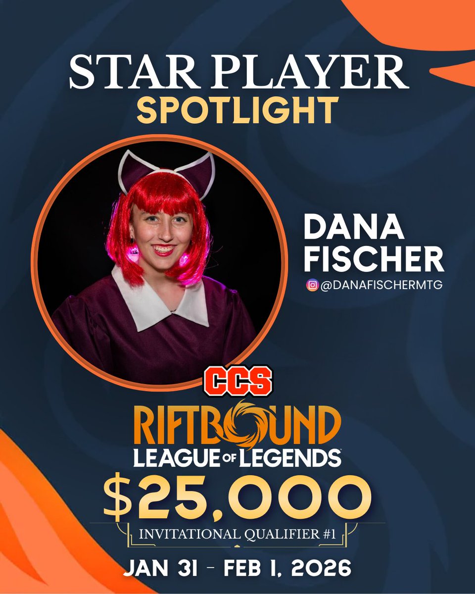 CCS_Atlanta's tweet photo. We’re honored to welcome @DanaFischerMTG to the @CCS_Houston Riftbound $25,000 tournament! ⚔️

Dana is a true competitive icon in the TCG world! Breaking records, setting milestones, and showing that skill knows NO AGE!! Having her in the Riftbound arena has been huge for our Rift Community, and we can’t wait to see her in action!!

Let’s give Dana a massive CCS welcome 👏🔥

Want to join our Riftbound $25K, the first invitational qualifier to CCS $50K Invitational? Link here: https://t.co/Wl2iNDvOnv
