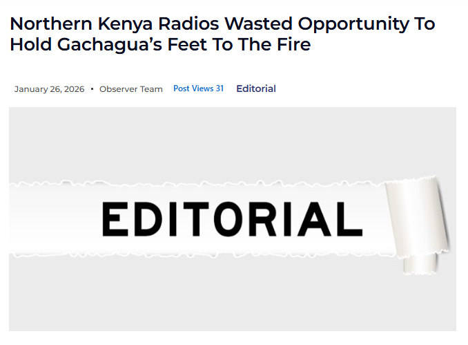 Northern Kenya radios wasted opportunity to hold Gachagua’s feet to the fire

tinyurl.com/3jctcdvu

Latest issue: mediaobserver.co.ke  
 
Pdf version: tinyurl.com/bde9ymjf

<a href="/MediaCouncilK/">Media Council of Kenya</a> <a href="/CCommissionKE/">Complaints Commission</a> <a href="/DinahOndari/">Dinnah Ondari</a> <a href="/BlaqAnarchist/">Ogeto O'Sironga</a> <a href="/KenyaEditors/">Kenya Editors’ Guild</a> <a href="/AngaafRadioKE/">Angaaf Radio Kenya</a>