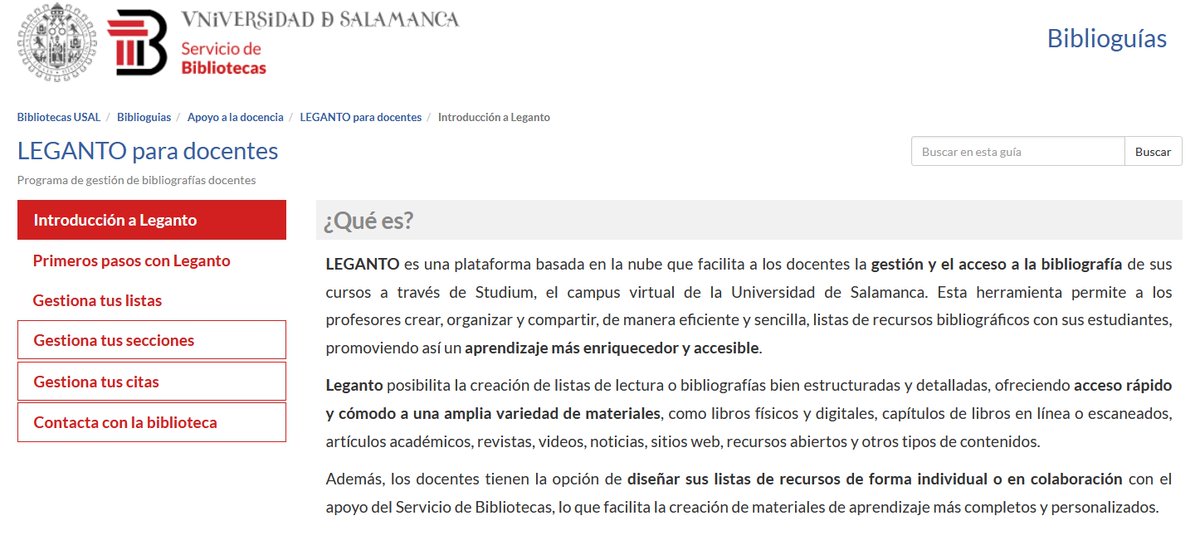 Ya está disponible la  Biblioguía sobre Leganto dirigida al personal docente
 usal.libguides.com/leganto_docent…