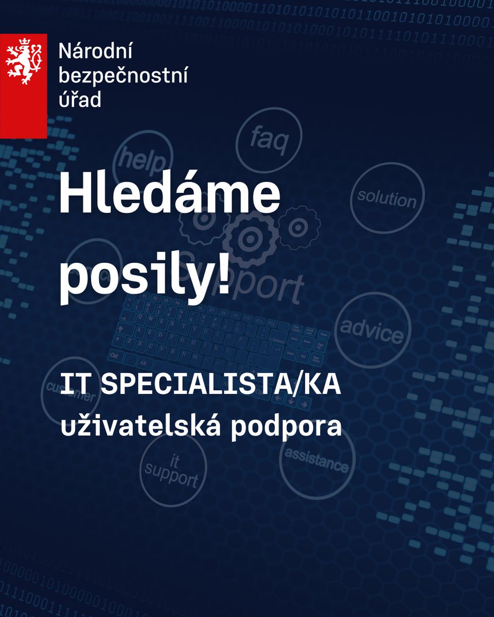 💻 Hledáme IT posilu na NBÚ

Baví vás technologie a chcete pomáhat kolegům s technickými problémy? NBÚ hledá do svého týmu v Praze posilu na pozici IT specialista – uživatelská podpora. Nejde o běžný helpdesk, ale o práci v prostředí, kde na bezpečnosti a funkčnosti systémů
