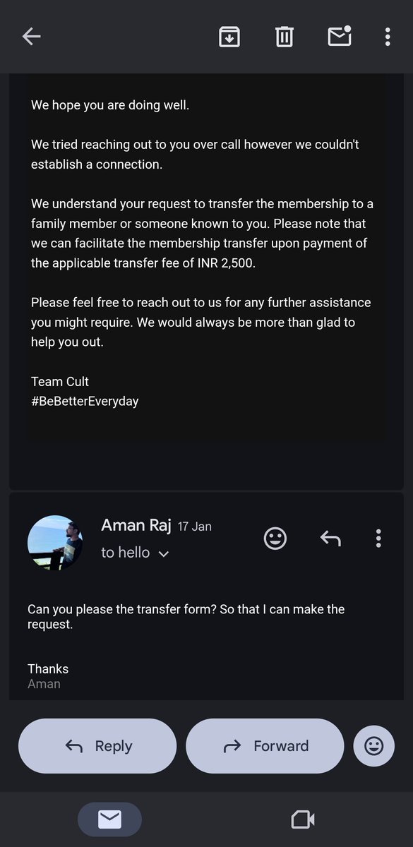 helloamanraj's tweet photo. @we_are_cult 
It has been more than 10 days since I requested my membership transfer form, and I have yet to receive any update or the form itself.  
Your service quality appears to be deteriorating day by day, which is highly disappointing. https://t.co/VawJ28eVoD