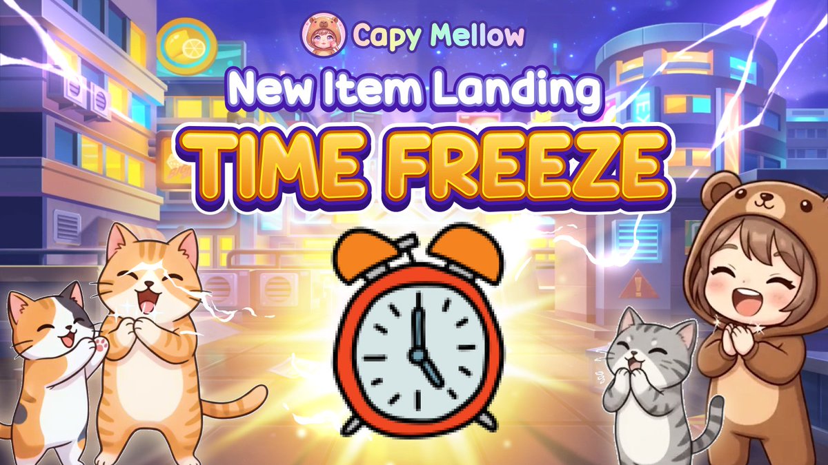 capymellow's tweet photo. ✨ New Special Item: Time Freeze ✨

Sometimes, a little extra time makes all the difference ⏳
Time Freeze is here to help you slow things down — same calm gameplay, just with more breathing room 🐾✨

🟩 What it does
Time Freeze gives you +30 seconds in your next game, so you can play carefully and finish at your own pace.

🚀 Why it matters
• No rushing, no pressure
• Perfect for calm, focused play
• More time, more satisfying moments ✨

Take a breath and let time slow down 🌿
👉 Only in Capy Mellow: https://t.co/nIksqMFpGU