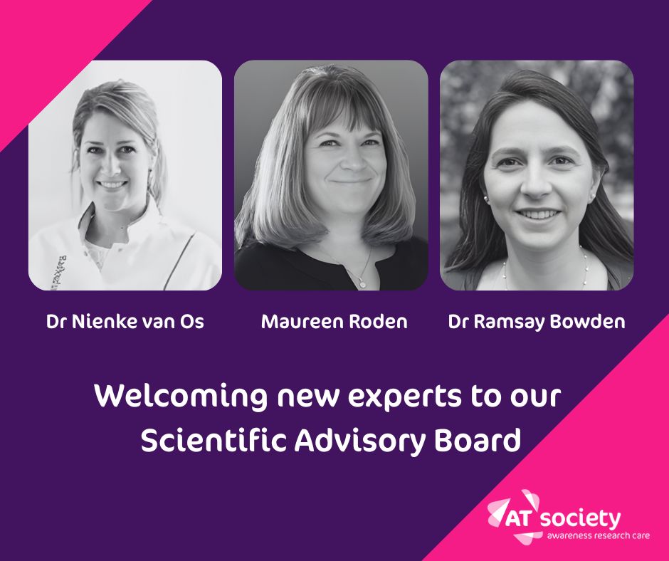 ATSociety's tweet photo. We’re delighted to welcome three new members to our Scientific Advisory Board: Dr Nienke van Os, Dr Ramsay Bowden and Maureen Roden. Their expertise helps ensure we invest in research wisely and stay true to our mission - we’re hugely grateful for their support. https://t.co/Xtj7twGx6k