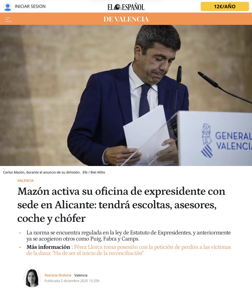 <a href="/ppopular/">Partido Popular</a> A ver, PePeros, que vuestro presi estuvo mintiendo más de un año con 230 muertos sobre las espaldas de Mazón

Y vosotros mantenéis afiliado a Mazón con sueldazo y pisito con vistas

¡Estáis para hablar de mentiras!

Quizá deberíais presionar para esclarecer causas y responsables