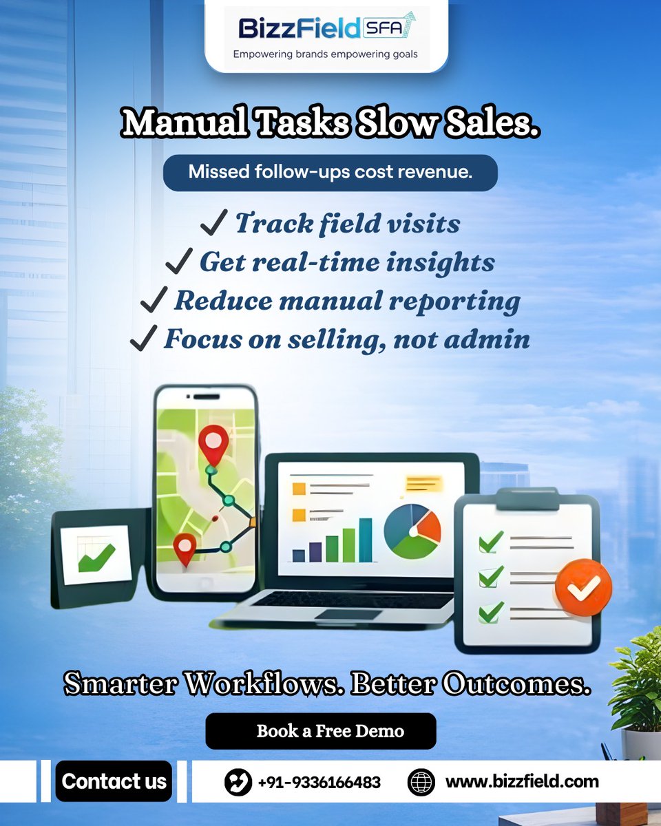 bizzfieldsfa's tweet photo. Manual tasks slow sales.

Missed follow-ups cost revenue.

Automate your sales workflow with bizzfield:
✔ Track field visits
✔ Get real-time insights
✔ Reduce manual reporting
✔ Focus on selling, not admin

Smarter workflows. Better outcomes. 

👉 Book a Free Demo https://t.co/Miiyytbvt6