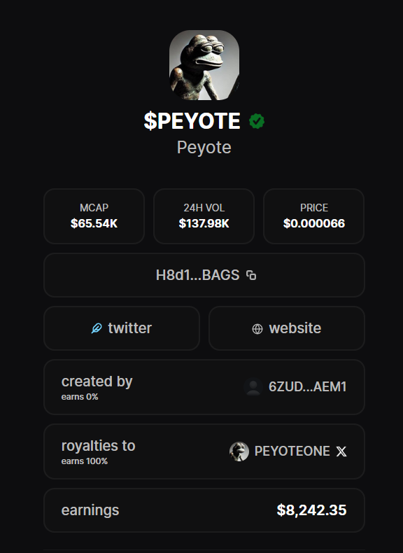 PactOnChain's tweet image. There is a BAGS Token with over $7500 in fees.

NOT OG // FAKE:
8VspcVd4SNh4oq7EocjeT6FZqEsZdXiymow4VijsBAGS

OG // WITH FEES: 
H8d1pjHsExUL12kDWLf2koKqELWJEX2bGkTYUG7aBAGS

bags.fm/H8d1pjHsExUL12…