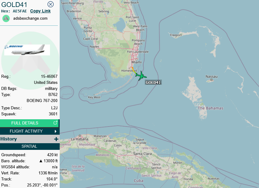 SirListenalot's tweet photo. #KC46 #AE5FAE #GOLD41 (Homestead - Pease) is likely picking up "VT" #F35's from Puerto Rico and take'm home to Burlington https://t.co/VRzvio5b9d