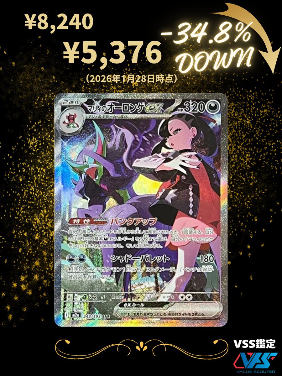 大量供給で、「マリィのオーロンゲex（SAR)」が ここから一気に伸び