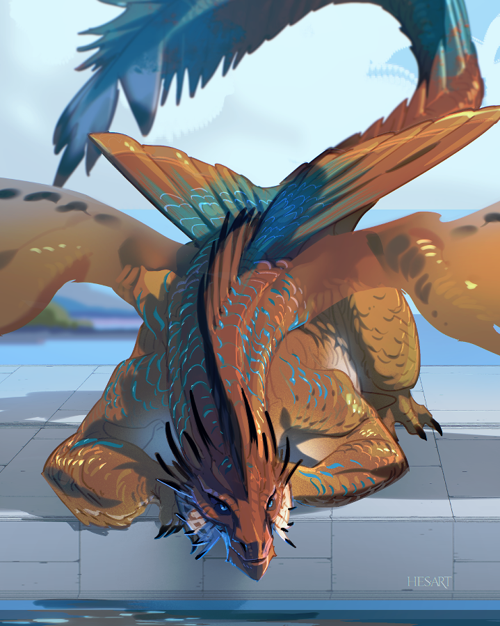 A bronze dragon idling on the jetty⛵️