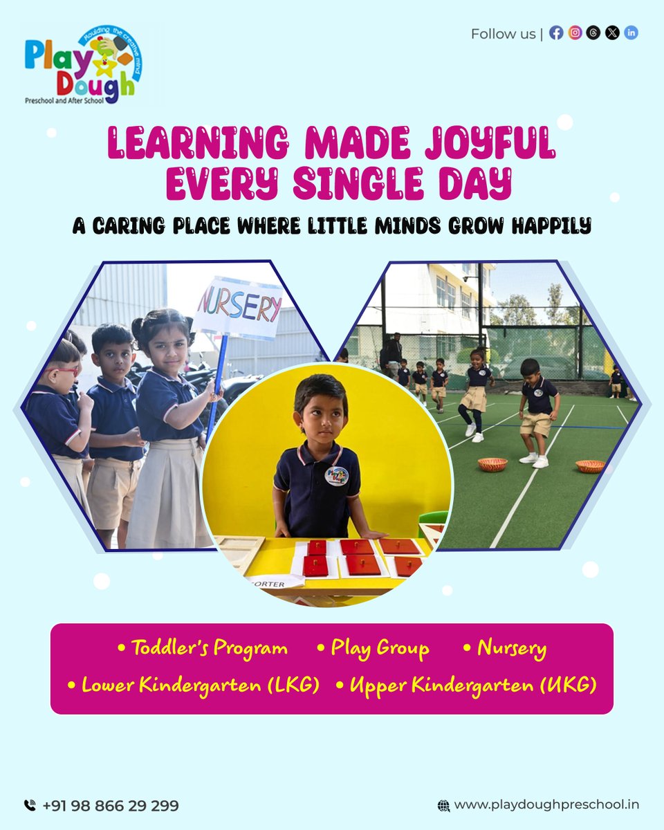 playdoughschool's tweet photo. Joyful learning meets caring guidance, creating a safe, playful preschool environment offering Toddler, Play Group, Nursery, LKG, and UKG programs to nurture confidence, creativity, and happy growing minds every day.

#playdoughpreschool #JoyfulLearning #PreschoolLife https://t.co/20DLL4l4KT