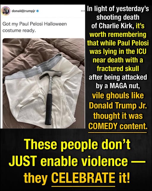 <a href="/bennyjohnson/">Benny Johnson</a> Republicans like Benny Johnson say they abhor political violence. Of course when Nancy Pelosi's husband was attacked they felt much differently and joked about it. They have no principles.