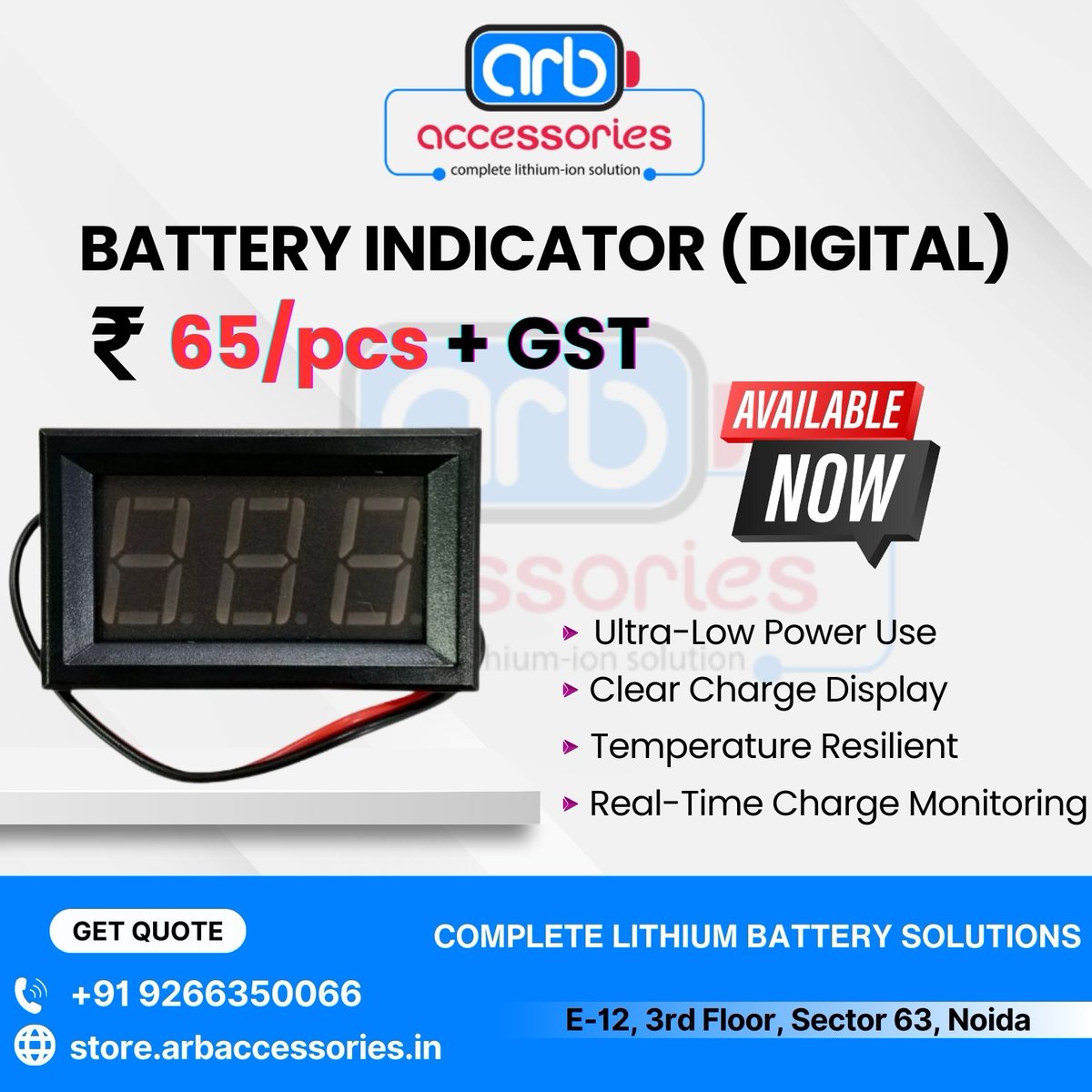 arb_ltd's tweet image. 🔋 Battery Indicators &amp;amp; SOC Displays – Accurate Power Monitoring Solutions ⚡

🔹 JBD SOC LCD Displays
• SOC Display LCD RS485 (Small)
• SOC Display LCD UART (Small)

🛒 Buy Now:
store.arbaccessories.in/category/batte…

#Arbaccessorie #BatteryIndicator #SOCDisplay #JBDDisplay