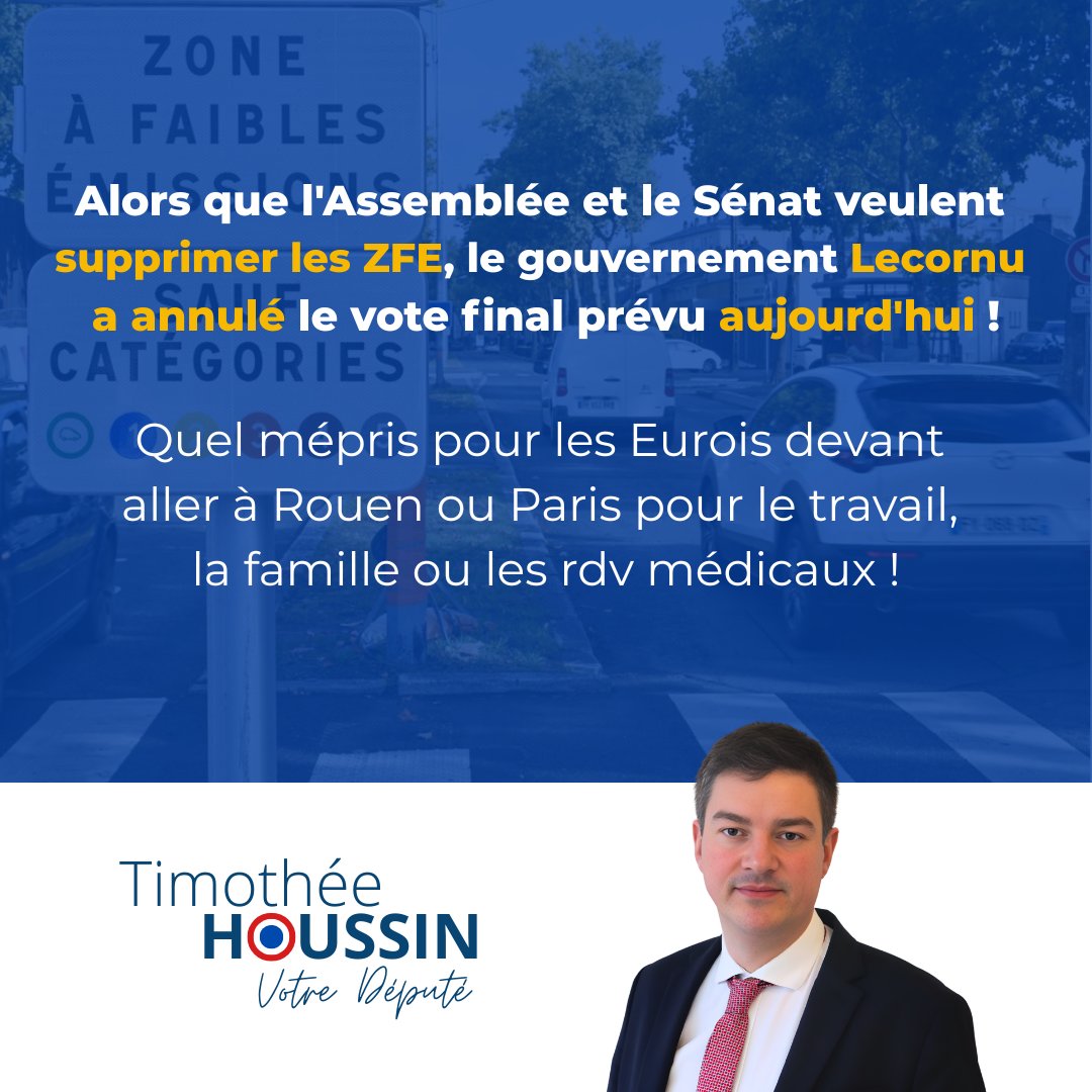 ❌ La macronie annule le vote final supprimant les #ZFE prévu ce jour à l'Assemblée !

Encore une magouille entre Lecornu et ses alliés socialistes qui veulent exclure les ruraux modestes des grandes villes ?