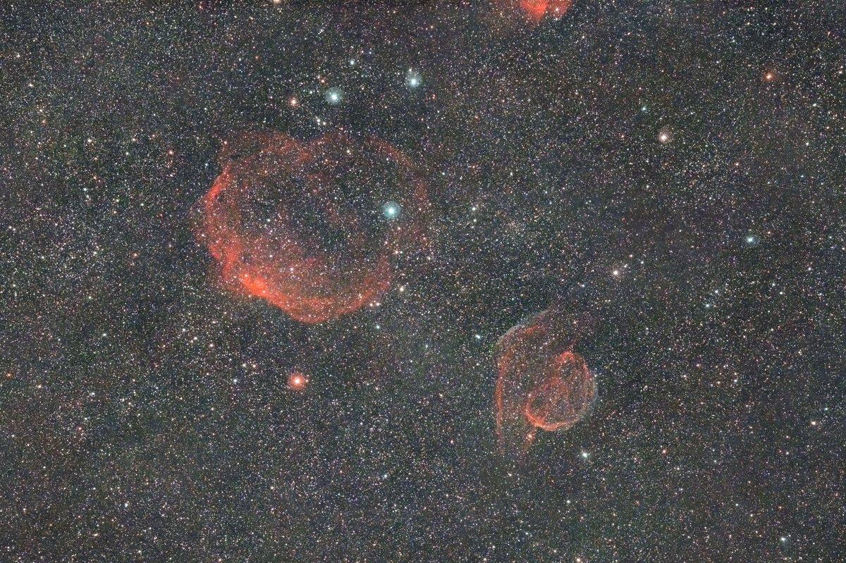 2026年1月17日に撮影した、sh2-223，224（ぎょしゃ座）超新星残骸です。初めて撮影しましたが、これは、淡いですね。撮影地　花立自然公園（茨城県）
タカハシFSQ85ED＋RDQB0.73　 F3．9 330mm NikonZ6改　ビクセンAP赤道儀　300sｘ23　iso6400　L-eXtreme
PixInsight　BTX　Photoshop　TopazDeNoiseAI