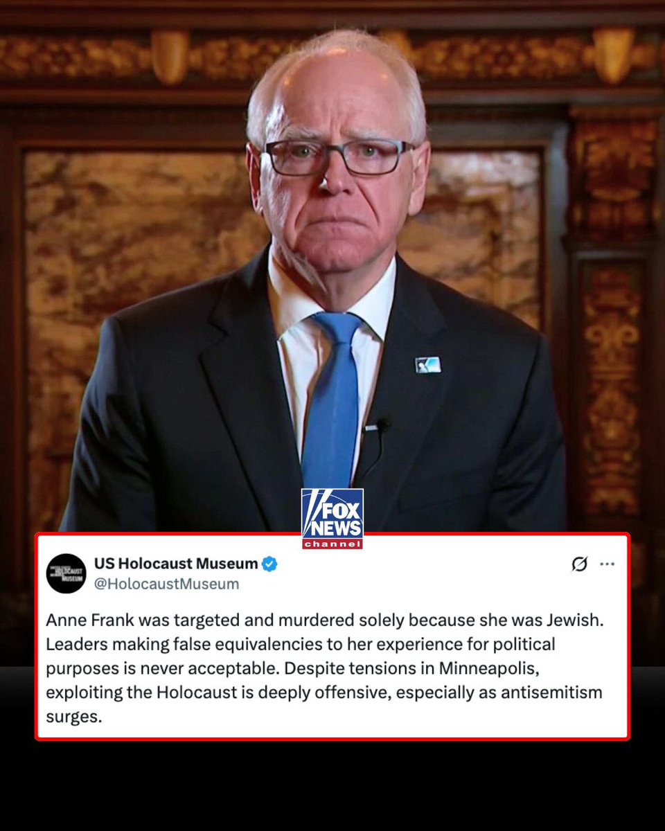 Einen Tag vor dem Internationalen Holocaust-Gedenktag hat Tim Walz, der superwoke und erfolglose VP-Kandidat, Anne Frank mit den illegalen Einwanderern verglichen, denen eine Abschiebung durch ICE droht.

Er denkt tatsächlich, dass er Recht und Moral auf seiner Seite habe.

"We