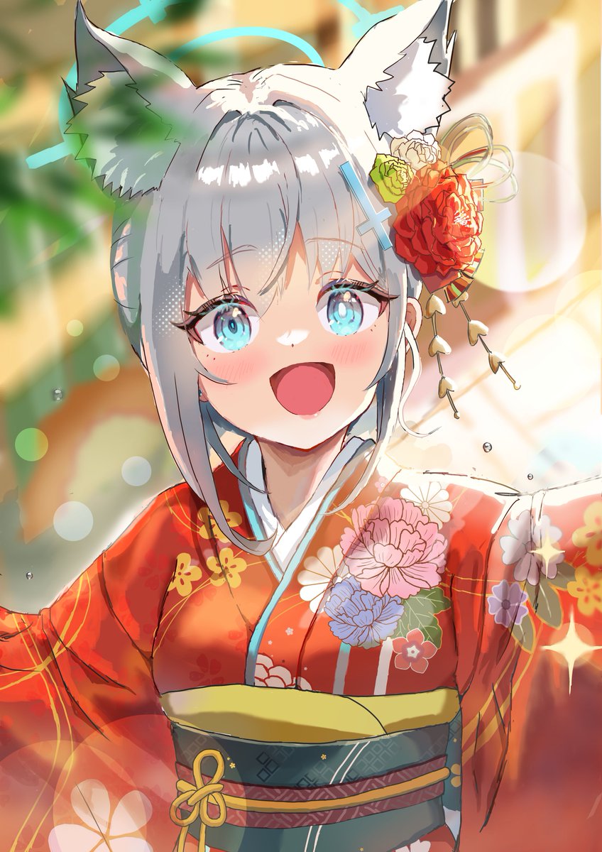 振袖のシロコ描きました　＃ブルアカ