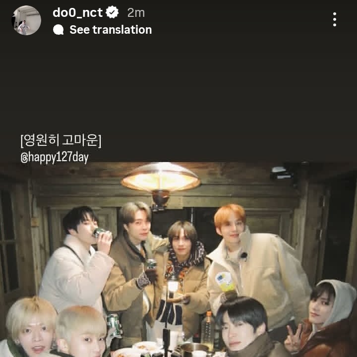 nctymisfit's tweet image. 260127 Doyoung Instagram story 

"Forever thankful @ happy127day"