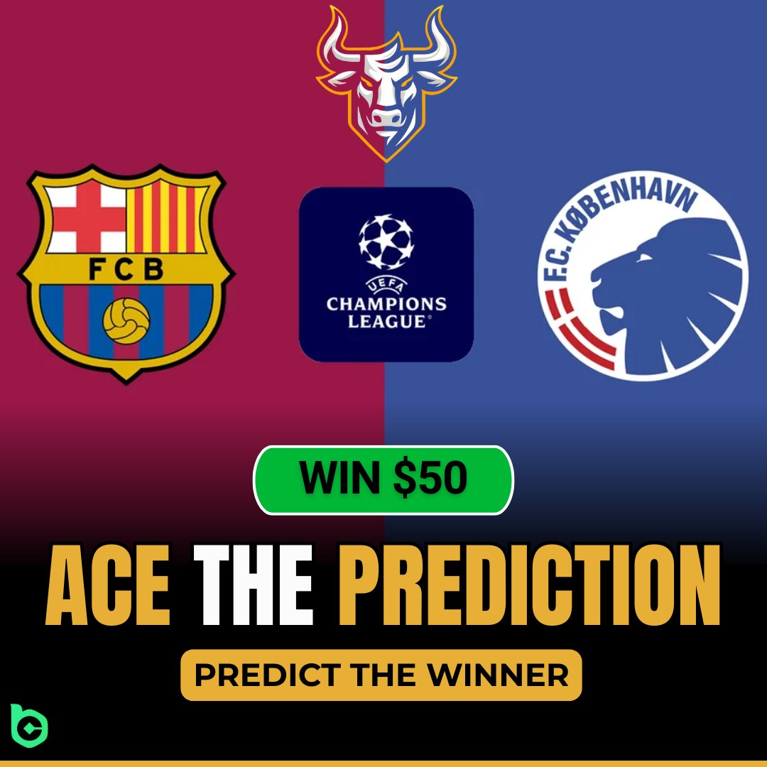 GambleBulls's tweet image. 🏆Predict to Win - CHAMPIOS LEAGUE CLASH🏆

⚽️BARCELONA Vs COPENHAGEN⚽️

Rules?
- Follow @Gamblebulls and Repost this. 
- Anyone who comments more than once will be disqualified
- Make your predictions pre KICK OFF. 

💰WIN: $50 (5 Winners) 

👇Winners announced after full time!…