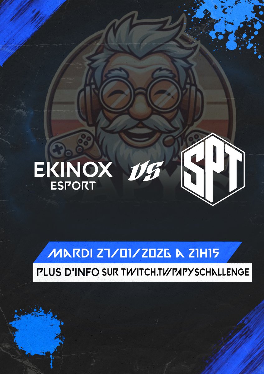 Second match du tournoi du <a href="/PapyChallenges/">Papy's Challenges</a>  ! 

Ekinox 🆚 SPT aca
🗓️Ce soir 
⏱️21h15
📷 Live sur Twitch : twitch.tv/papychallenges

Venez mettre la force dans le chat et pousser SPT ACA